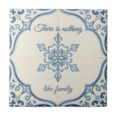 Snowflake pattern blue & white holiday custom name fliese (Vorderseite)