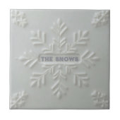 Snowflake pattern blue & white holiday custom name fliese (Vorderseite)