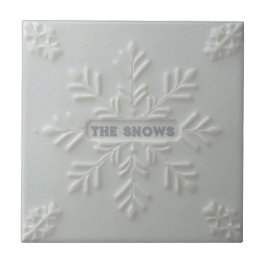 Snowflake pattern blue & white holiday custom name fliese