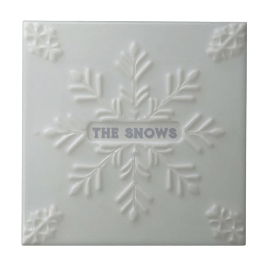 Snowflake pattern blue & white holiday custom name fliese (Vorderseite)