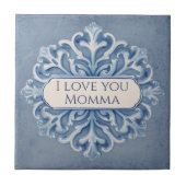 Snowflake pattern blue & white holiday custom name fliese (Vorderseite)