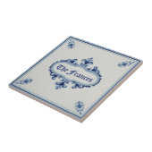 Snowflake pattern blue & white holiday custom name fliese (Seite)