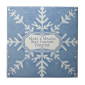 Snowflake pattern blue & white holiday fliese (Vorderseite)