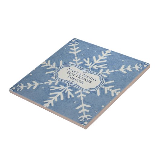 Snowflake pattern blue & white holiday fliese (Seite)
