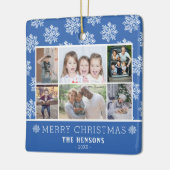 Snowflake Pattern Familie 6 Foto Collage Weihnacht Keramikornament (Links)