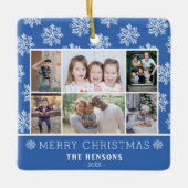 Snowflake Pattern Familie 6 Foto Collage Weihnacht Keramikornament (Vorderseite)