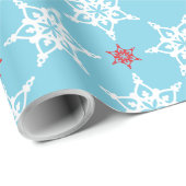 SNOWFLAKE PATTERN Festlich modern minimalrot blau Geschenkpapier (Rolleneckpunkt)