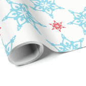 SNOWFLAKE PATTERN Festlich modern minimalrot blau Geschenkpapier (Rolleneckpunkt)
