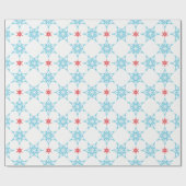 SNOWFLAKE PATTERN Festlich modern minimalrot blau Geschenkpapier (Flach)