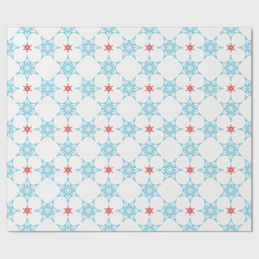 SNOWFLAKE PATTERN Festlich modern minimalrot blau Geschenkpapier (Flach)