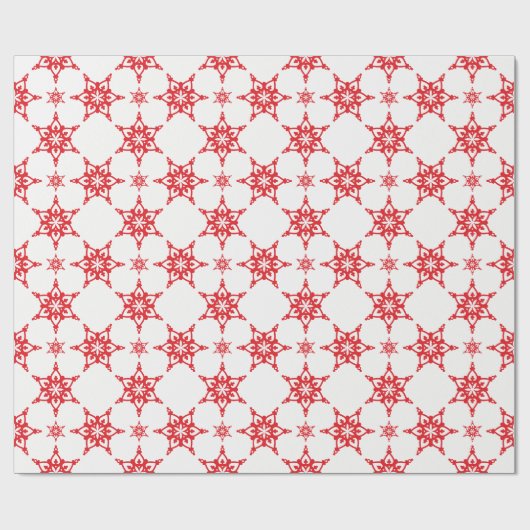 SNOWFLAKE PATTERN Festlich modern minimalrot Geschenkpapier (Flach)