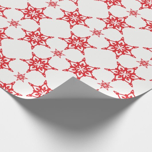 SNOWFLAKE PATTERN Festlich modern minimalrot Geschenkpapier (Ecke)