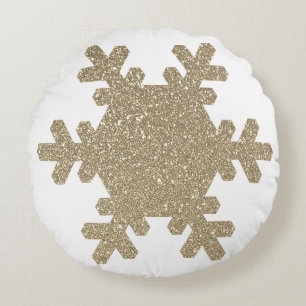 Snowflake Pattern Gold Glitzer Weihnachten Rundes Kissen