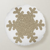 Snowflake Pattern Gold Glitzer Weihnachten Rundes Kissen (Rückseite)