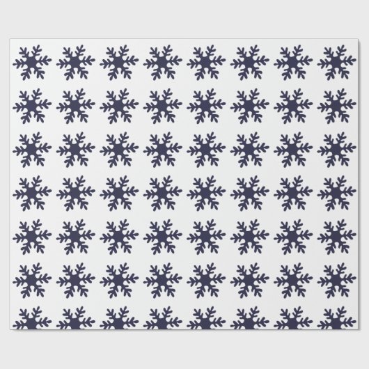 Snowflake Pattern Navy Blue Holiday Geschenkpapier (Flach)
