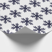 Snowflake Pattern Navy Blue Holiday Geschenkpapier (Ecke)