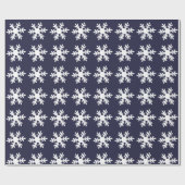 Snowflake Pattern Navy Blue Holiday Geschenkpapier (Flach)