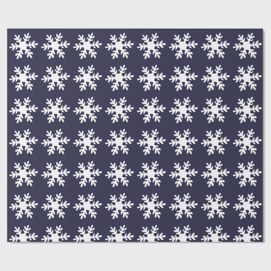 Snowflake Pattern Navy Blue Holiday Geschenkpapier (Flach)