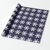 Snowflake Pattern Navy Blue Holiday Geschenkpapier (Ungerollt)