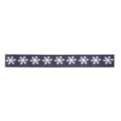 Snowflake Pattern Navy Blue Holiday Satinband (Vorderseite)