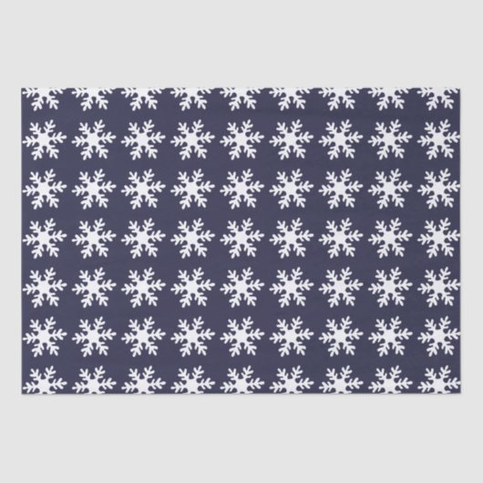 Snowflake Pattern Navy Blue Holiday Seidenpapier (Vorderseite)