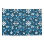 Snowflake Pattern On Wintery Blue Background Kissenbezug (Rückseite-Rechts)