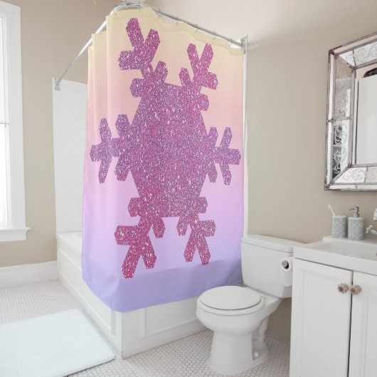 Snowflake Pattern PInk Lila Glitzer Girly Trendy Duschvorhang (Beispiel)