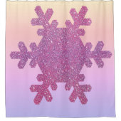 Snowflake Pattern PInk Lila Glitzer Girly Trendy Duschvorhang (Vorderseite)