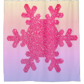 Snowflake Pattern PInk Lila Glitzer Niedlich Girly Duschvorhang (Vorderseite)