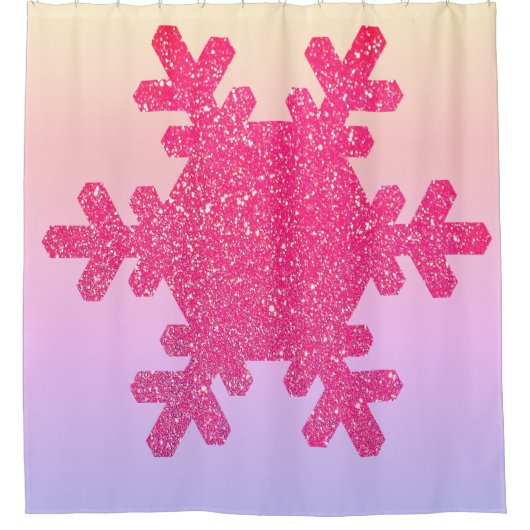 Snowflake Pattern PInk Lila Glitzer Niedlich Girly Duschvorhang (Vorderseite)