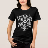 Snowflake Paw Print Dog Cat Pet Lover Christmas Tri-Blend Shirt (Vorderseite)