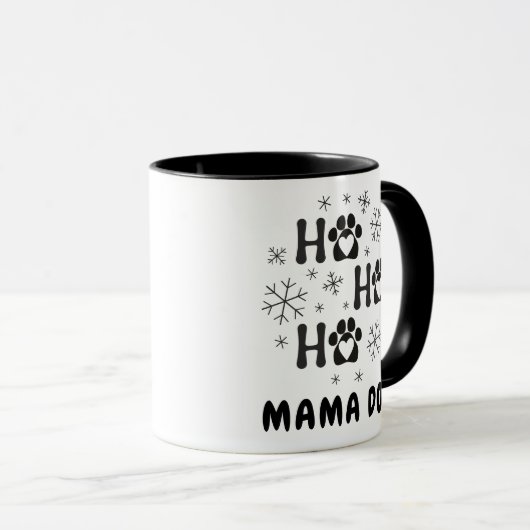 Snowflake Paw Print Ho Ho Ho Mama Dog Tasse (VorderseiteRechts)