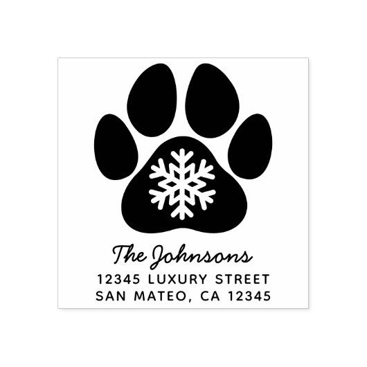 Snowflake Paw Print Winterurlaub Adresse Gummistempel (Prägung)