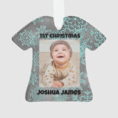 Snowflake Personalisiertes Foto 1. Weihnachten Ornament (Rückseite)