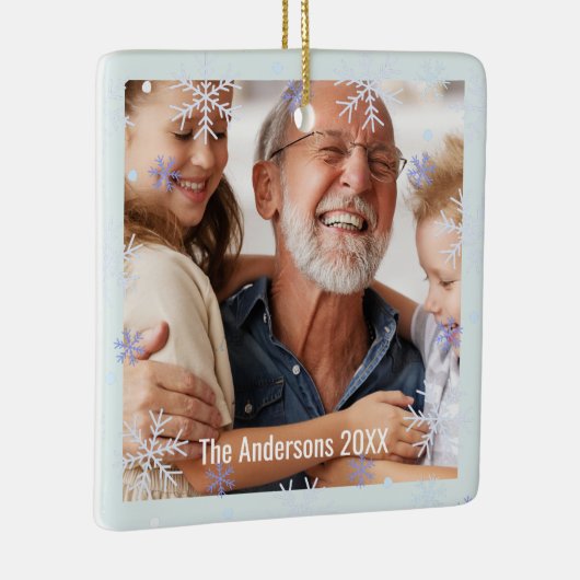 Snowflake Personalized Grandparents Family Photo Keramikornament (Rechts)