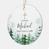 Snowflake Pine Tree Forest Taufe Gott segne Keramik Ornament (Links)