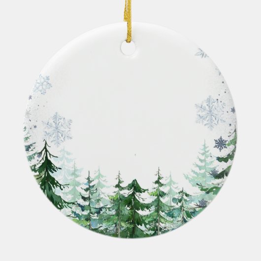 Snowflake Pine Tree Forest Taufe Gott segne Keramik Ornament (Hinten)