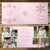 Snowflake Pink Glam 6 Pic Merry Multi Foto Dreifach Gefaltete Urlaubskarte