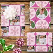 Snowflake Pink Glam Classic 3 Foto Weihnachten Geschenkpapier Set