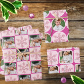 Snowflake Pink Glam Classic 3 Foto Weihnachten Geschenkpapier Set
