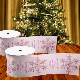 Snowflake Pink Glam Elegante Trendy Weihnachten Satinband