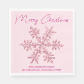 Snowflake Pink Glam Minimales Weihnachtsfest Party Serviette (Vorderseite)