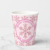 Snowflake Pink Glam Niedlich Weihnachten Pappbecher (Vorderseite)