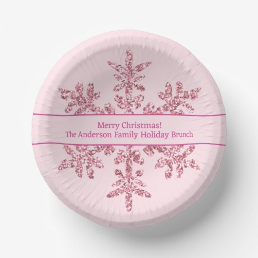 Snowflake Pink Glam Niedliches Party Pappteller (Vorderseite)