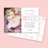 Snowflake Pink Glitzer 1. Geburtstag Vielen Dank Einladung
