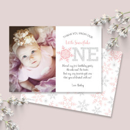 Snowflake Pink Glitzer 1. Geburtstag Vielen Dank Einladung
