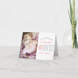 Snowflake Pink Glitzer 1. Geburtstagsmädchen Viele Dankeskarte