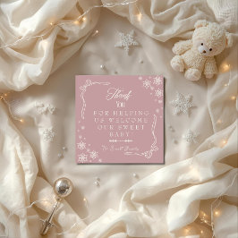 Snowflake Pink Labor & Delivery NICU Hospital Dankeskarte