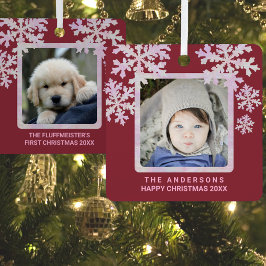 Snowflake Pink Opal 2 Foto Doppelseitiges Niedlich Ornament Aus Metall