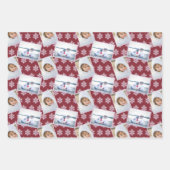 Snowflake Pink Opal Pinstripes 3 Foto Weihnachten Geschenkpapier Set (Vorderseite)